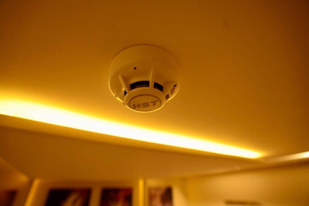 A smoke detector, one of the many safety features of All Star Scuba Scene
