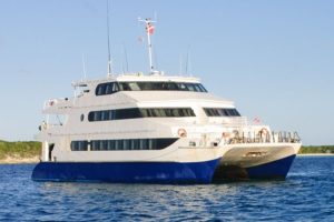Aqua Cat Bahamas liveaboard on a mooring in the Exuma Cays